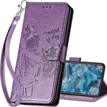 Imagem de SASYMALY Capa carteira para Google Pixel 8 Pro, capa flip com suporte para mulheres e homens, capa de telefone de couro PU adequada para Google Pixel 8 Pro 6,7 polegadas [Roxa-menina]