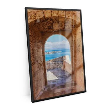 Imagem de Quadro Janela Paisagem Do Mar Pequeno 60x40 Cm Para Quarto - Bimper Qu