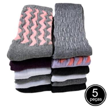 Imagem de Kit 5 Par Meia Aeróbica Fitness Vekyo Modas Cano Alto Meião Academia A