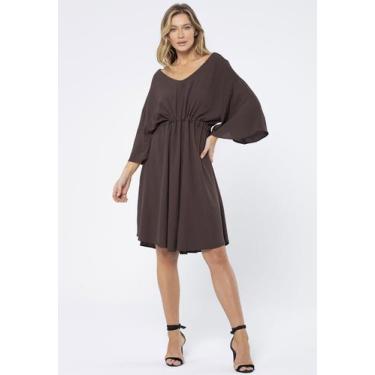 Imagem de Vestido Curto Viscose com Cordão na Cintura Marrom - Amazonia Vital
