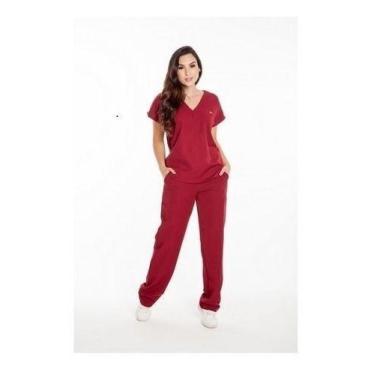 Imagem de Pijama Cirúrgico Feminino Oxford Uniforme - Camisa E Calça - Dona Moça