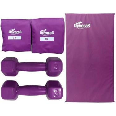 Imagem de kit funcional peso musculação halteres 3 kg tornozeleira peso 3 kg col