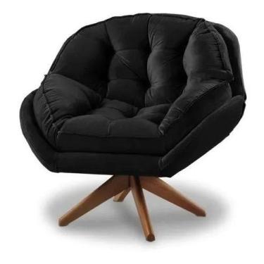 Imagem de Poltrona Decorativa Califórnia Giratória Suede Preto - Fm - Fina Mobíl