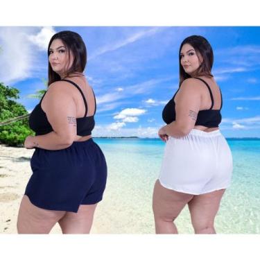Imagem de Short De Banho Feminino Tactel Saída De Praia Plus Size Piscina Leve F