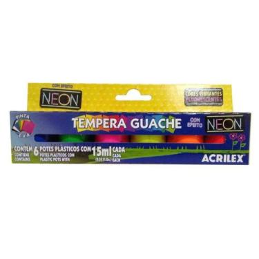 Imagem de Tinta Guache 6 Cores Neon 15ml Acrilex, Unico