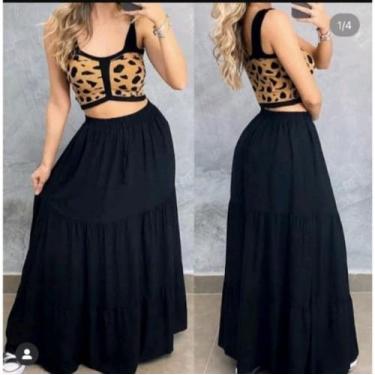 Imagem de Saia 3 Tres Marias Longa Femenina Modelo Soltinho em Tecido Viscolinho