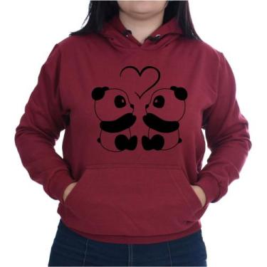 Imagem de Blusa Moletom Feminina Canguru Flanelado Casual Casal Panda - Markelly