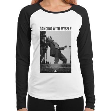 Imagem de Baby Look Raglan Dancing with myself Manga Longa - Foca na Moda, Branc