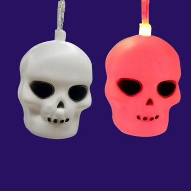Imagem de Pisca Pisca Luminoso De Caveirinhas Para Halloween Dia Das Bruxas 2,60
