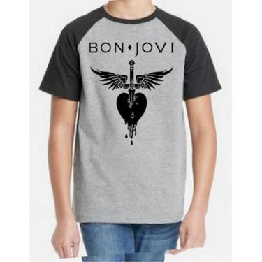 Imagem de Camiseta Infantil Bon Jovi - Alternativo Basico, Cinza / 14