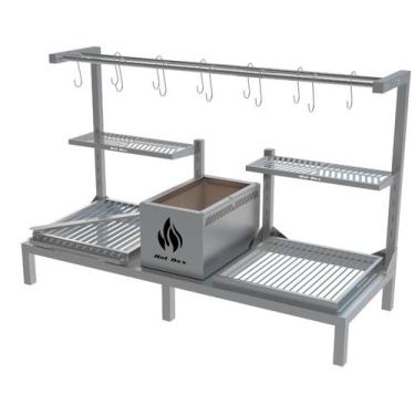 Imagem de Churrasqueira Hotbox Parrilla Inox Dupla Com Varal Para Alvenaria 118X