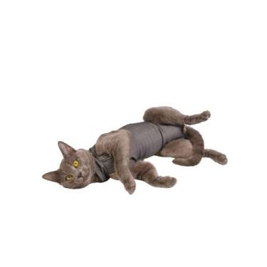 Imagem de Roupa Gato Pós Cirúrgica Castração Grafite - LUVY PET, 3