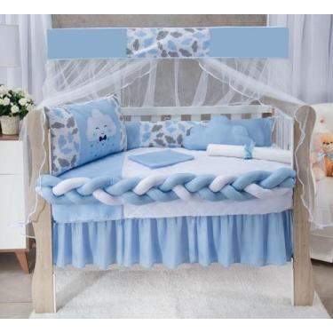 Imagem de Kit Berço Infantil Trança 11 Peças Completo - Criativa, Nuvem Azul