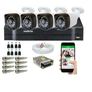 Imagem de Kit Cftv 4 Câmeras Segurança Hd 720p Dvr Mhdx Intelbras S/Hd