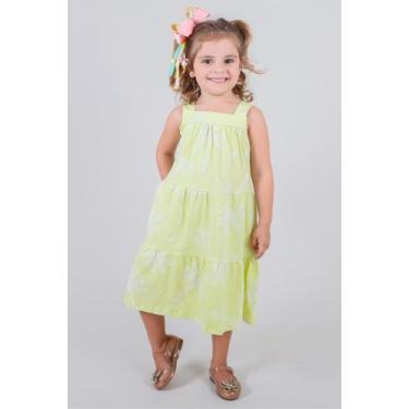 Imagem de Vestido Infantil Menina Estampado Lemon Folhagem TMX, 08, Verde lima