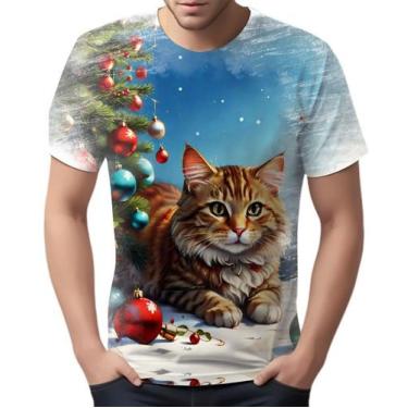 Imagem de Camiseta Camisa Tshirt Natal Festas Gato Gatinho Fofo Neve 4 - Enjoy S