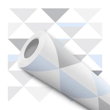 Imagem de Papel De Parede Adesivo Lavável Bebê Triângulos Cinza Azul 10m - DELIQ