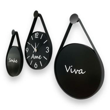 Imagem de Relógio trio motivacional 30cm diâmetro cada peça, preto, algarismos b