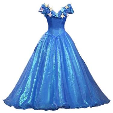 Imagem de Grand Duke Fantasia de princesa de beleza para adultos, vestido de festa, cosplay, fantasia de Halloween, Azul, Large