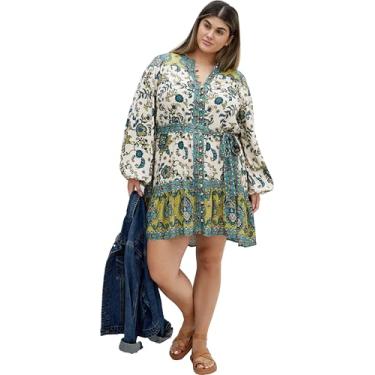 Imagem de City Chic Vestido feminino tamanho grande Mysteria Mini, Ivory Mystic, 52