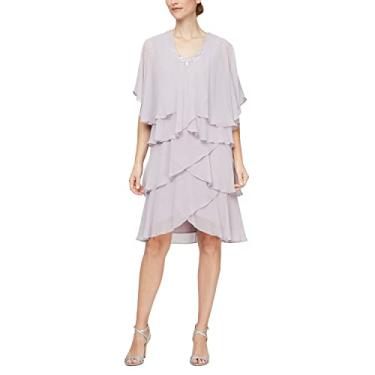 Imagem de S.L. Fashions Vestido feminino de chiffon para mãe da noiva, vestido de convidada de casamento (tamanhos pequenos e regulares), Lavanda Frost, 48