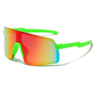 Imagem de JOVAKIT Óculos de sol de beisebol infantil para meninos e meninas de 3 a 13 anos, óculos de sol de beisebol juvenil, UV400, óculos de sol esportivos para ciclismo, 05 Espelhado verde/vermelho