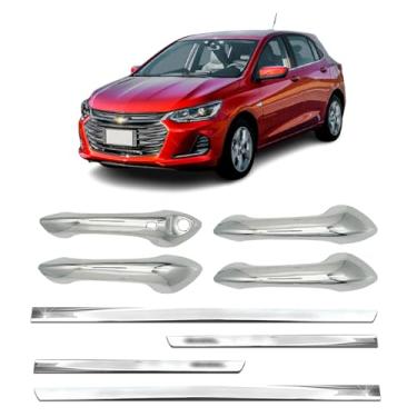 Imagem de Kit para Adaptável Para Onix 2020 2021 2022 2023 2024 Aplique Maçaneta 4 Portas C/1 Keyless Friso Lateral da Porta Inferior Slim.