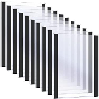 Imagem de 10 peças de suporte magnético rígido de 21,5 cm x 27,5 cm molduras magnéticas porta-papel de plástico transparente com bordas magnéticas, suporte magnético de documentos para exibição de pôster em tamanho carta, loja de escritório em casa