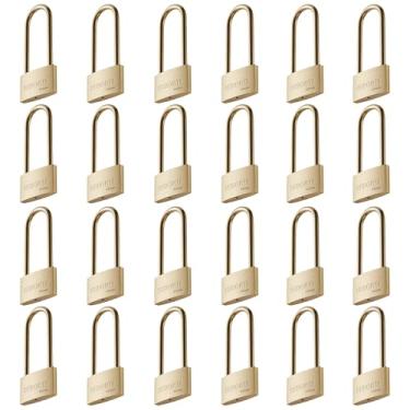 Imagem de SEDORTI Fechaduras à prova de intempéries com a mesma chave #31322, cadeados semelhantes com chave de latão sólido com manilha de latão longo, leve, corpo de 3,8 cm de largura, cadeado marinho,