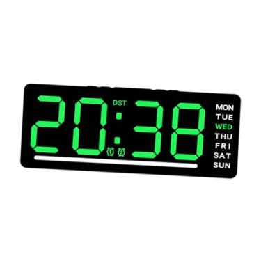 Imagem de Bothyi Relógio digital led fácil decoração de casa com temperatura relógio de mesa relógio de parede para mesa quarto fundo de escritório, Número Verde