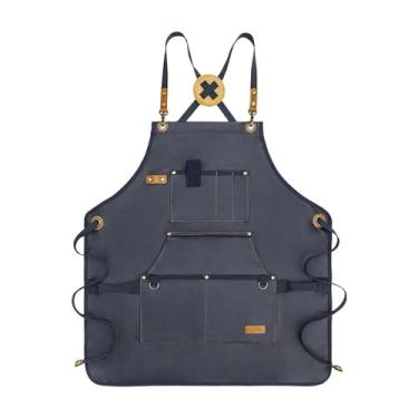 Imagem de Ｂｅｓｇａ de lona, de trabalho para churrasco, alça ajustável, de chef, para áreas externas, para cozinhar, acampar, mulheres e, Azul