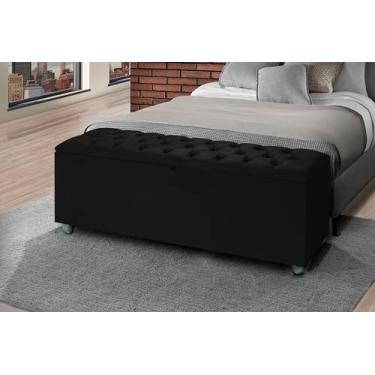 Imagem de Baú Divã Sara Recamie Capitonê 130cm Para Quarto Cama Casal (PRETO)