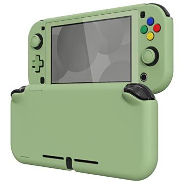 Imagem de eXtremeRate PlayVital Matcha Capa protetora verde com aderência para Nintendo Switch Lite, capa dura para Nintendo Switch Lite – Protetor de tela, punhos de polegar e tampas de botões, adesivos