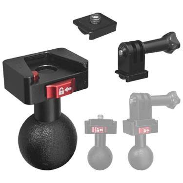Imagem de NKSRCP Adaptador de montagem esférica de 2,5 cm para Insta360 OneX4, X3, X2, X, One R, RS, GO 2, Go Pro Hero com base de liberação rápida, compatível com suportes de cabeça esférica RAM tamanho B