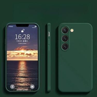 Imagem de Para S24 S23 S22 Ultra Plus Capa de silicone líquido para Samsung Galaxy S24 S23 S22 S 23 Ultra Plus S24Ultra Capa de telefone, verde escuro, para Galaxy S24