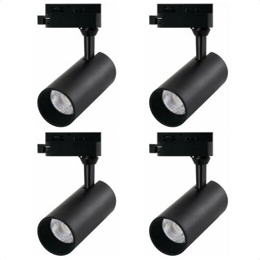 Imagem de Kit 4 Spot Led MR16 para Trilho Eletrificado Preto 110/220v 6500K Frio