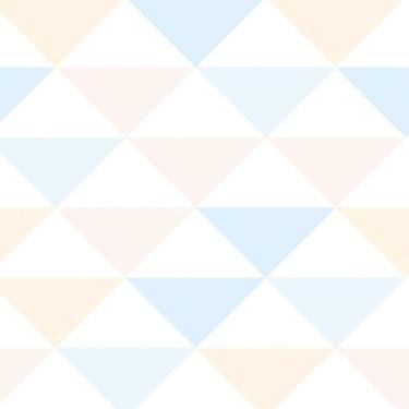 Imagem de Papel De Parede Triangulo Azul Rosa Laranja Branco Adesivo