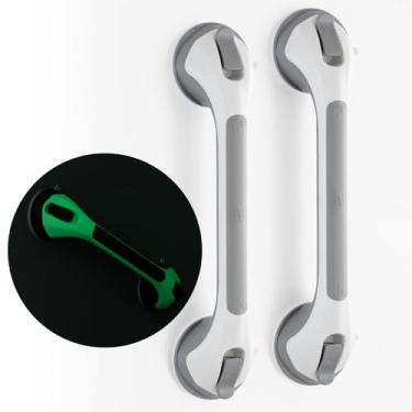 Imagem de TAILI Barra de apoio para chuveiro que brilha no escuro, pacote com 2 barras de apoio de 42,7 cm para banheiras e chuveiros, alças de chuveiro para idosos e idosos, alça de segurança de banheiro