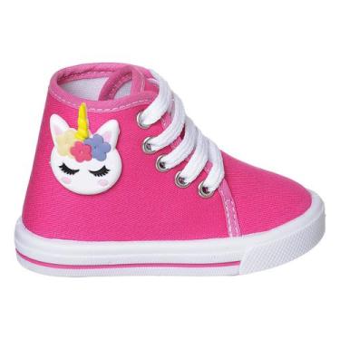 Imagem de Tênis Cano Alto Infantil para Meninas Delicado com Desenho Unicornio -