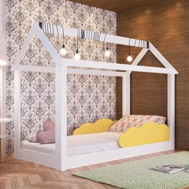 Imagem de Cama Montessoriano Com Nuvem Amarelo com Branco Lilies Móveis