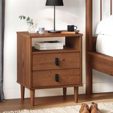 Imagem de IDIMEX Mesa de Cabeceira Lateral Quarto Minimalista Madeira Mikka Castanho