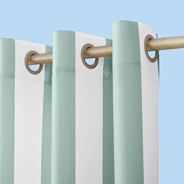 Imagem de Sun Zero Cortina com ilhoses para ambientes internos/externos com proteção UV Valencia Cabana, 137 x 274 cm, azul-petróleo macio