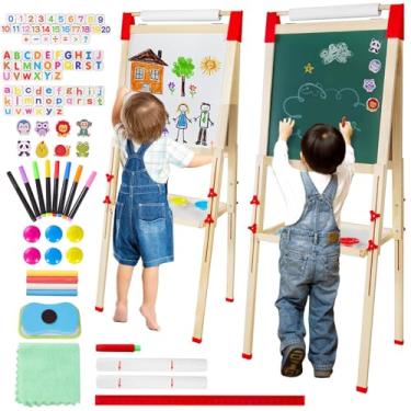 Imagem de 1.2 M Lousa Magnetica Infantil de Dupla Face,Lousa Infantil com 2 Rolos de Papel de 5 M,Didática Quadro Magnetico com Suporte,70-128 cm Ajustável para Crianças,16 Tipos de Acessórios Gratuitos