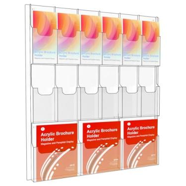 Imagem de Nalwort Suporte De Folheto De Acrílico Para Parede, Expositor De Revistas E Panfletos, Suporte Organizador De Literatura Transparente Para 12 Panfletos E 3 Revistas, Suporte Para Folhetos Com Porta-