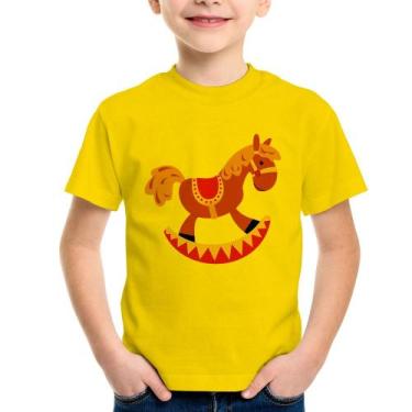 Imagem de Camiseta Infantil Cavalo Balanço - Foca na Moda, Amarelo, 14