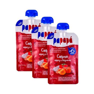 Imagem de Kit 3X: Papinha de Carne, Arroz e Legumes Papapá 120g