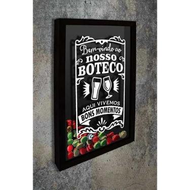 Imagem de Quadro Porta Tampinhas Nosso Boteco- Quadro Novo, 30x40, Preto