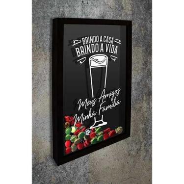 Imagem de Quadro Porta Tampinhas Brindo a Casa 2 - Quadro Novo, Preto, 30x40