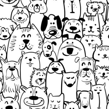 Imagem de Ismoon Papel de parede preto e branco para cães papel de parede adesivo moderno papel de parede de vinil texturizado autoadesivo removível para decoração de casa de berçário, 44 x 998 cm