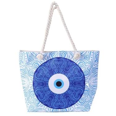 Imagem de Sacola de lona personalizada, mochila portátil, 45 cm de espaço, adequada para compras, viagens, dia, praia, Nove